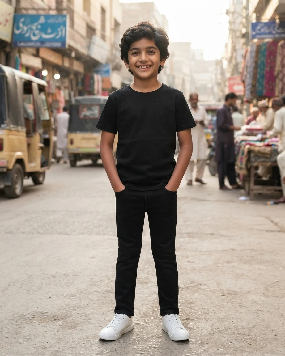 100% Cotton Plain T-Shirt for Kids – Black