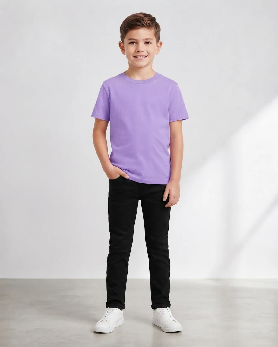 100% Cotton Plain T-Shirt for Kids – Lilac