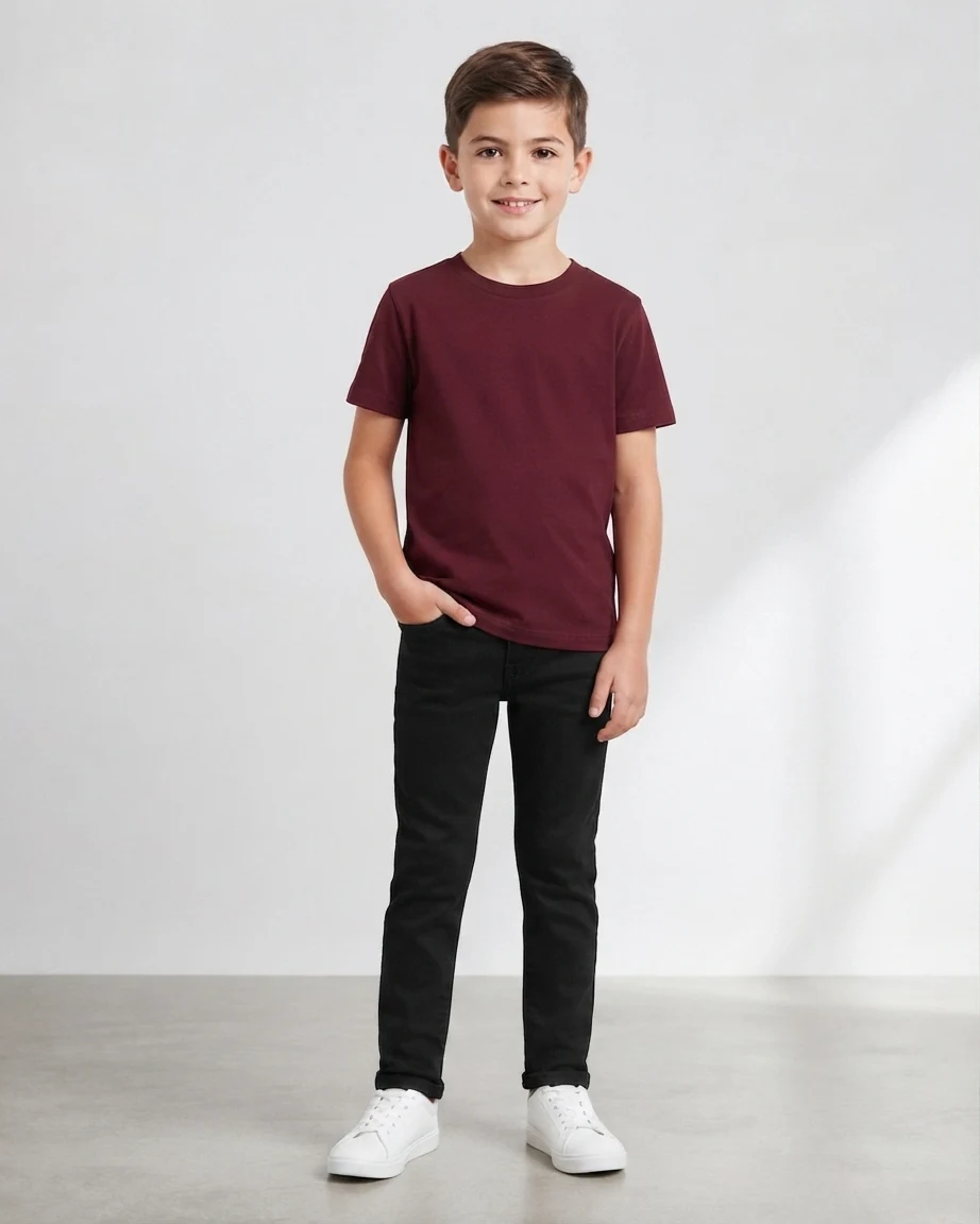 100% Cotton Plain T-Shirt for Kids – Maroon