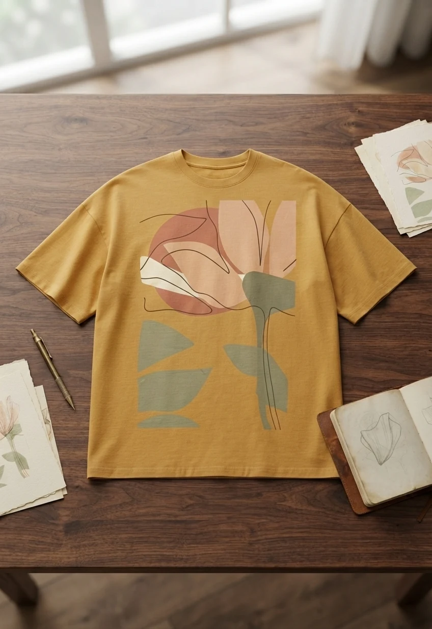 Graphic Drop Shoulder Oversized Tee – Flowers