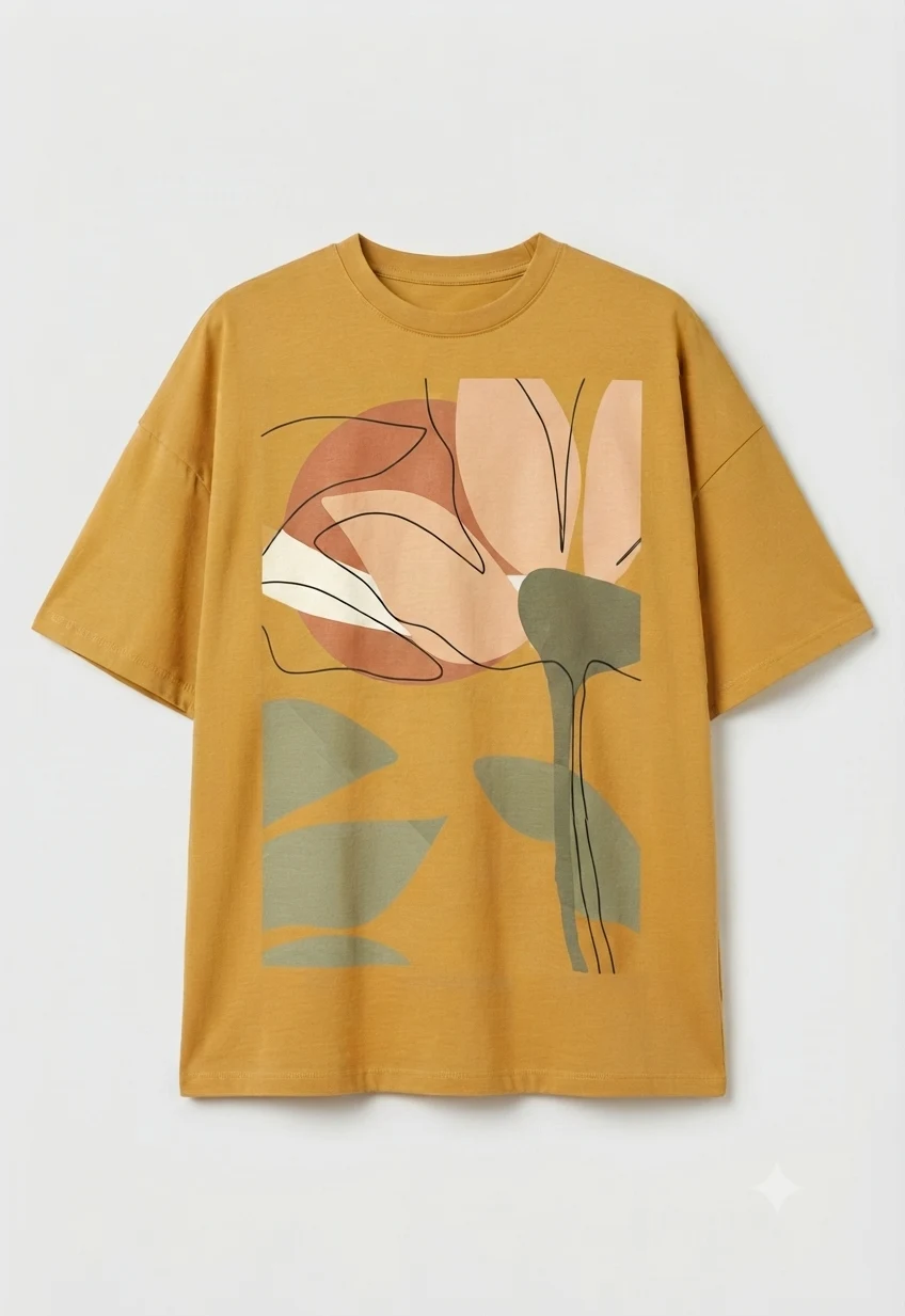 Graphic Drop Shoulder Oversized Tee – Flowers