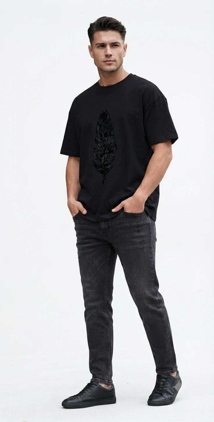 Graphic Drop Shoulder Oversized Tee – Leaf
