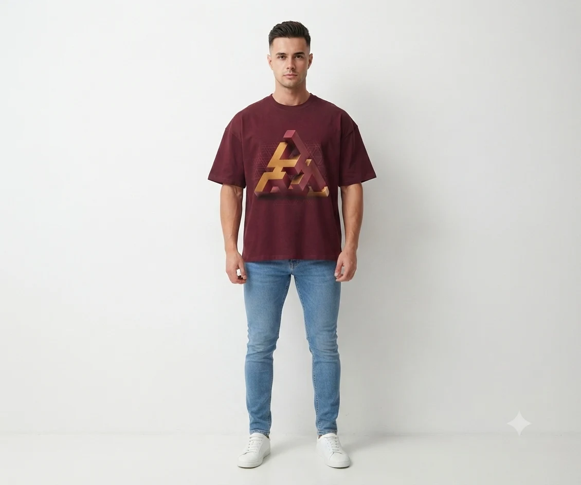 Graphic Drop Shoulder Oversized Tee – Triangle
