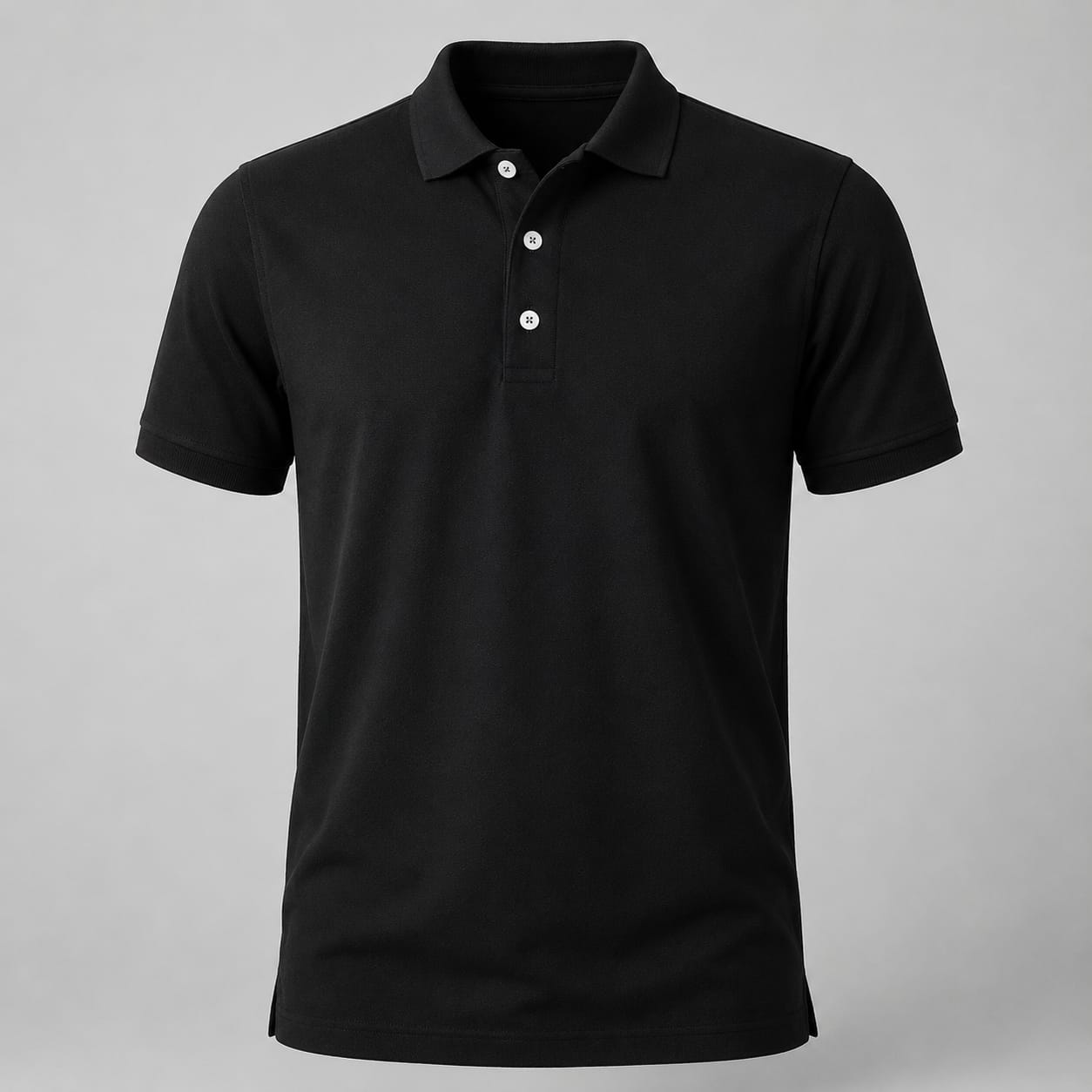 Cotton/Poly Classic Polo Shirt – Black Flatlay