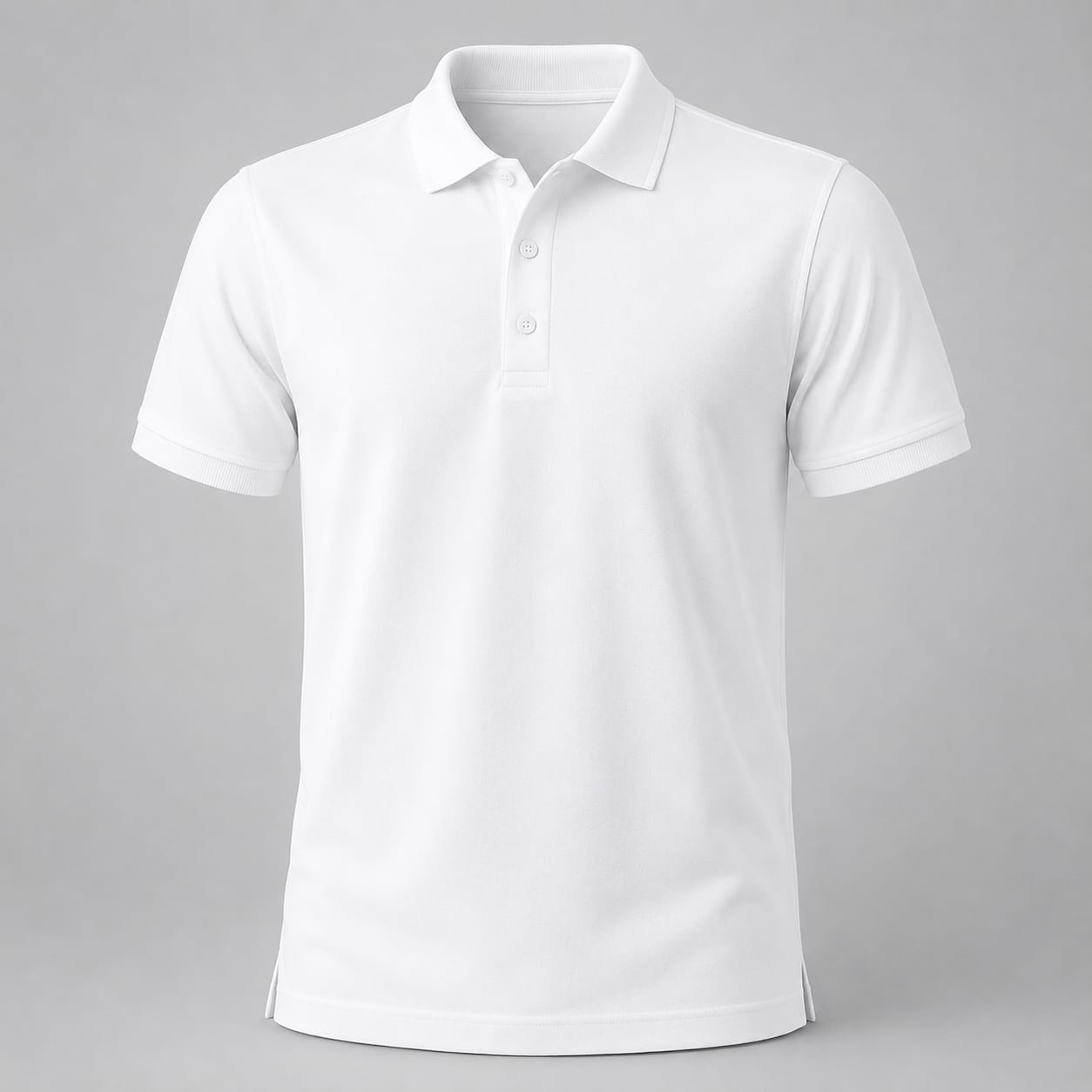 Cotton/Poly Classic Polo Shirt – White Flatlay