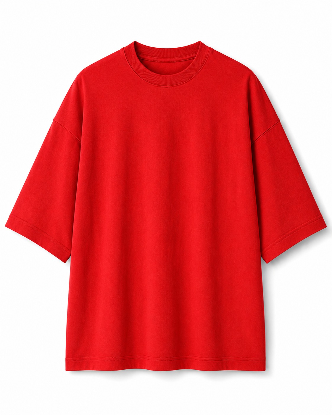 Plain Drop Shoulder Oversized Tee – Red Flatlay