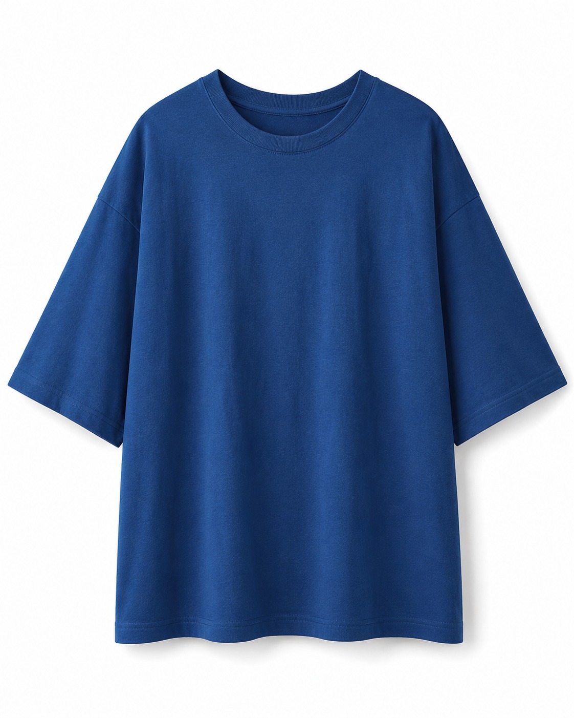 Plain Drop Shoulder Oversized Tee – Blue Flatlay