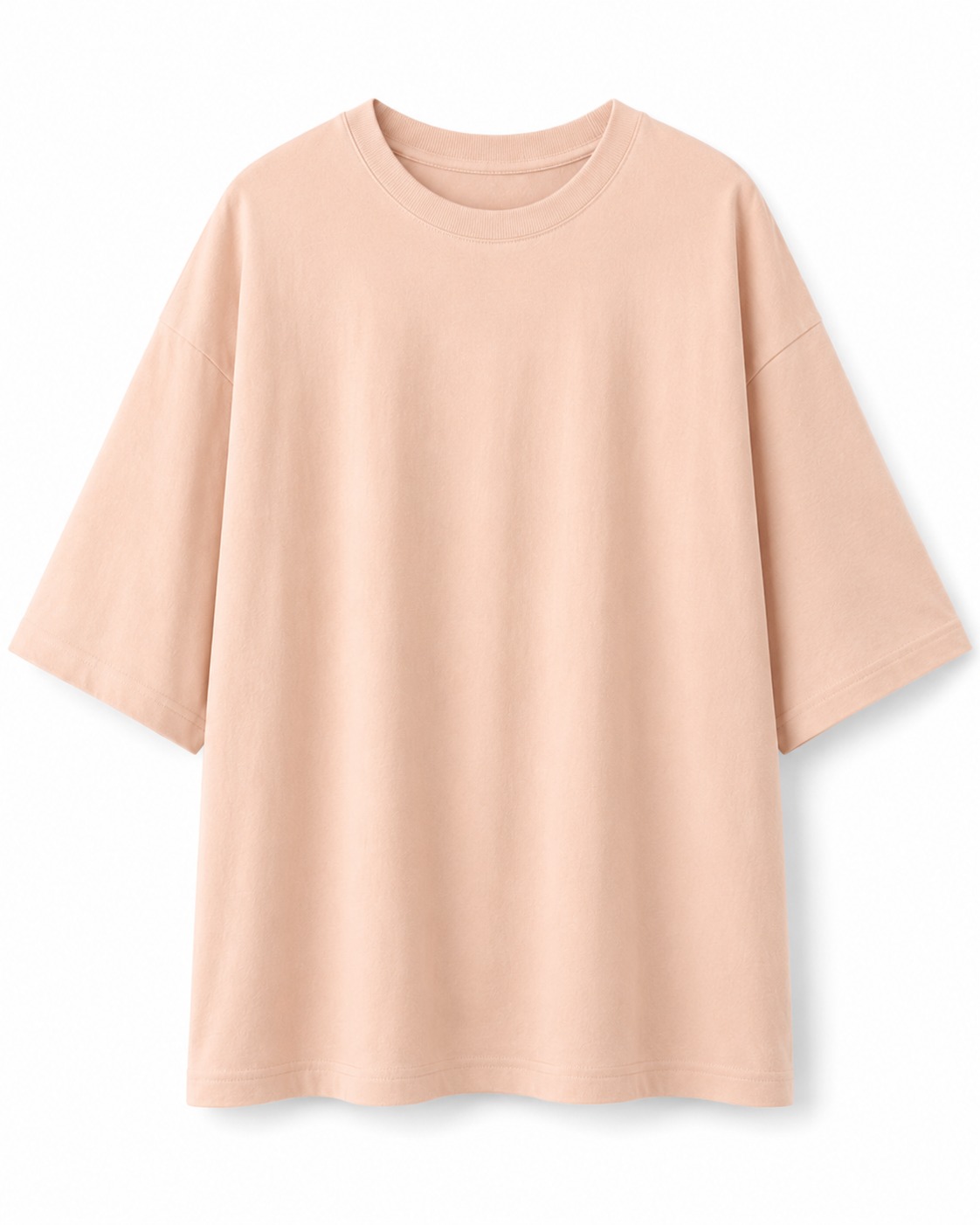 Plain Drop Shoulder Oversized Tee – Pink Flatlay