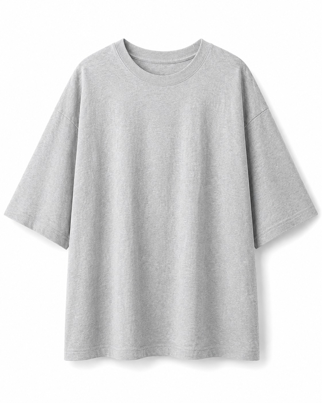 Plain Drop Shoulder Oversized Tee – Grey Flatlay