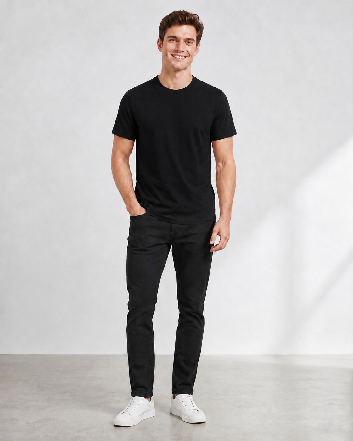100% Cotton Plain T-Shirt – Black