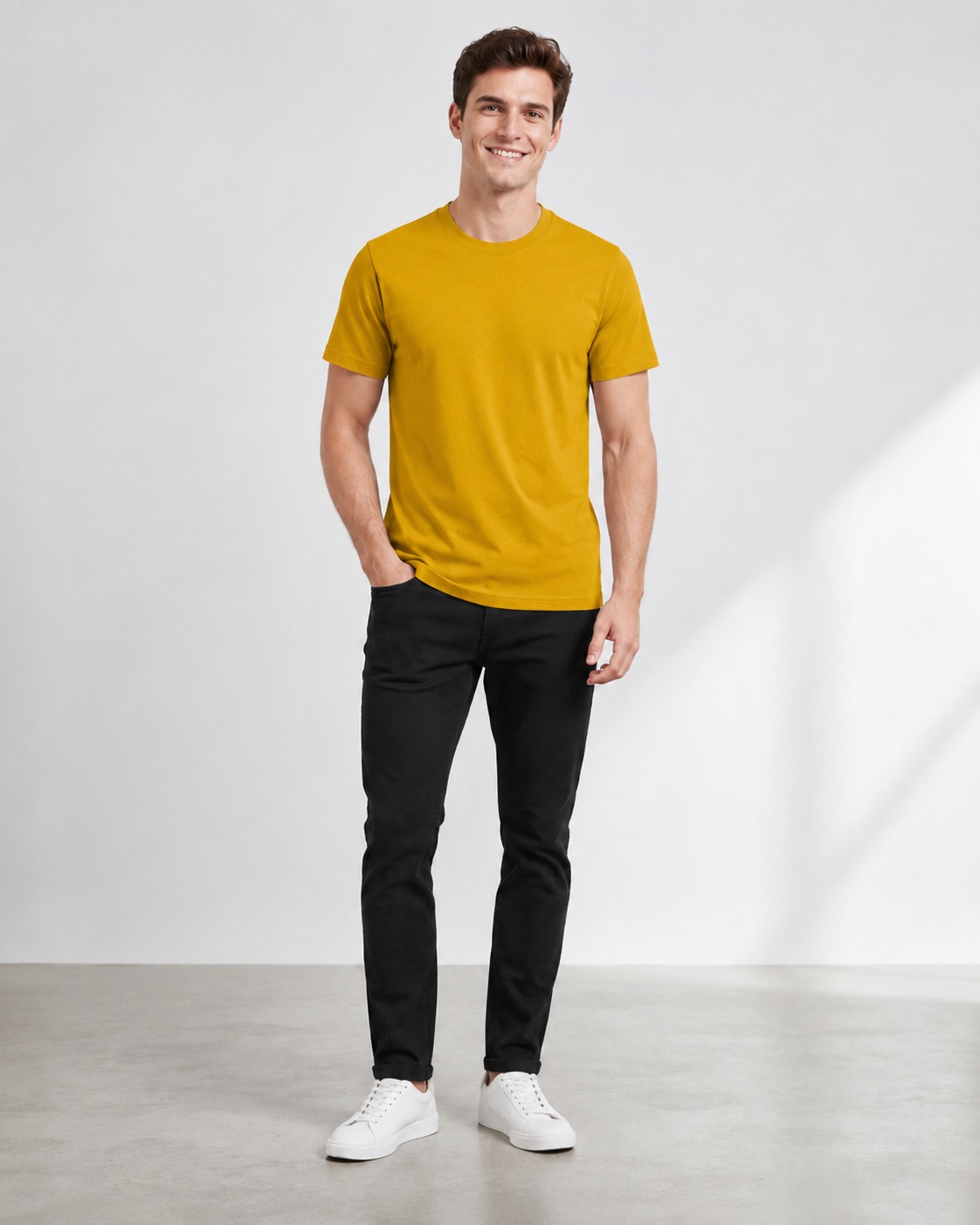 100% Cotton Plain T-Shirt – Mustard
