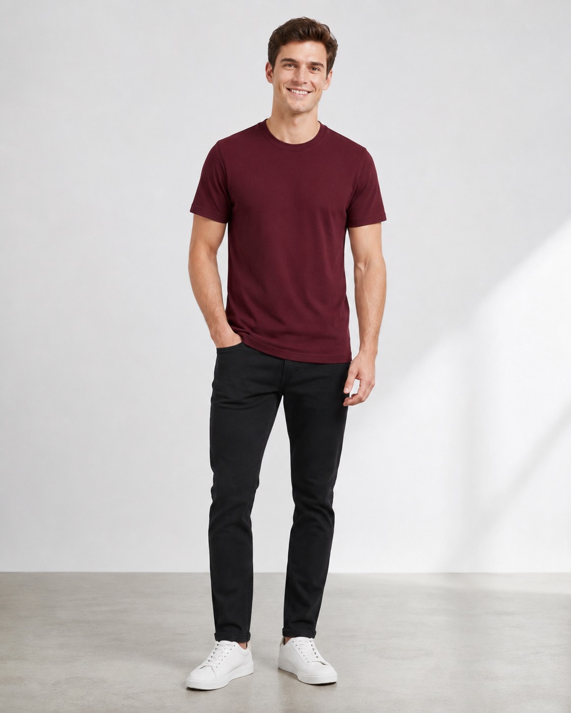 100% Cotton Plain T-Shirt – Maroon