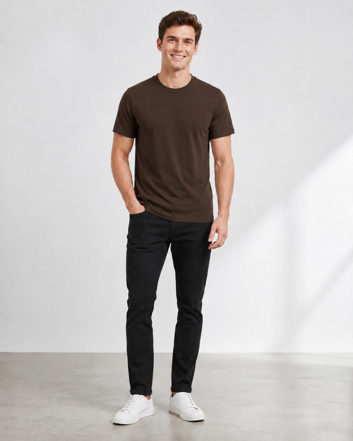 100% Cotton Plain T-Shirt – Brown