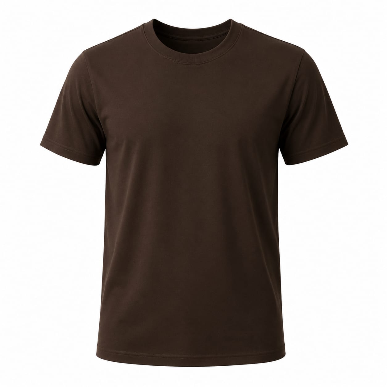 100% Cotton Plain T-Shirt – Brown Flatlay